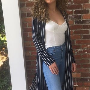 Navy blue striped duster